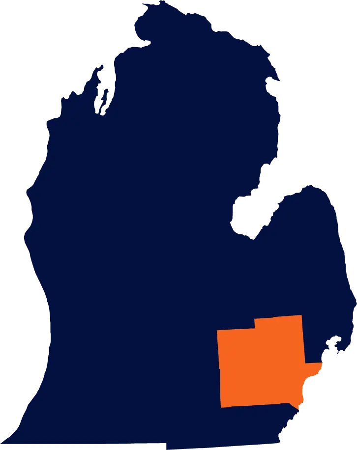 Map of Shook HVAC service area in Metro Detroit